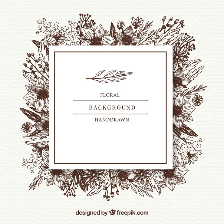 Free Vector hand drawn floral frame with sketchy style