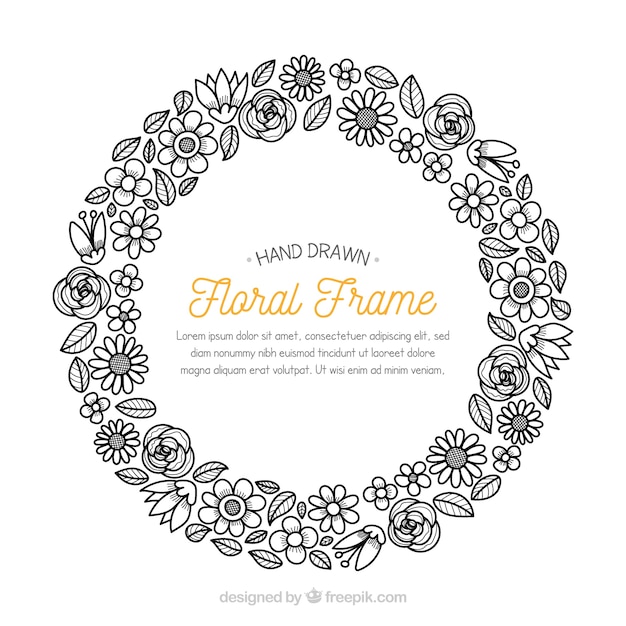 Free vector hand drawn floral frame with sketchy style