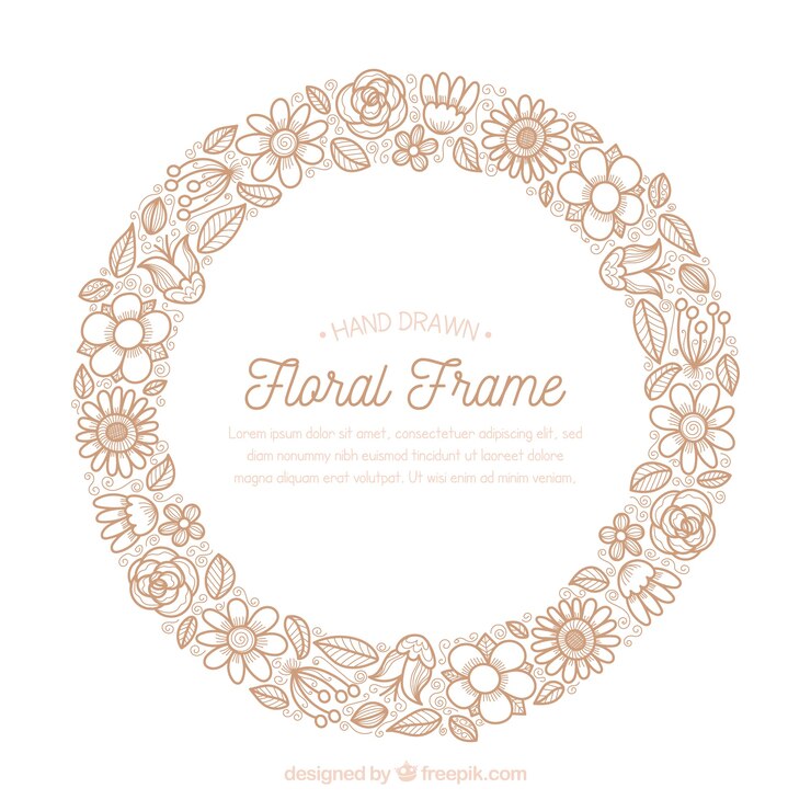 Free Vector hand drawn floral frame with sketchy style