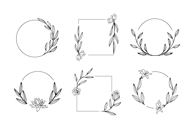 Free vector hand drawn floral frames