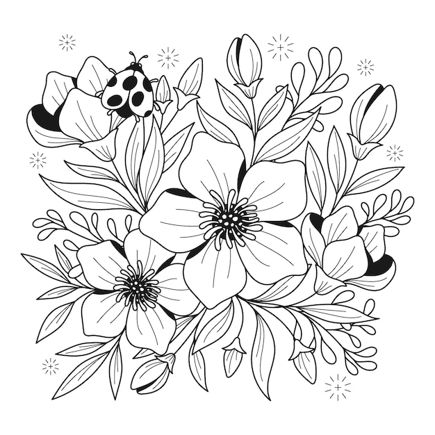 無料ベクター 手描きの花のイラスト