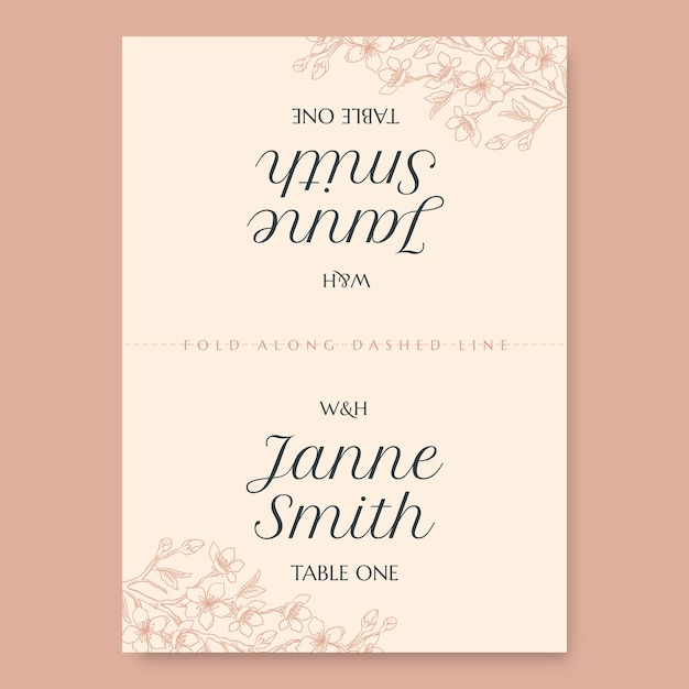 手描きの花柄のジャンヌ・スミスの結婚式の席札