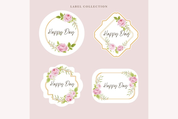 Free vector hand drawn floral label collection