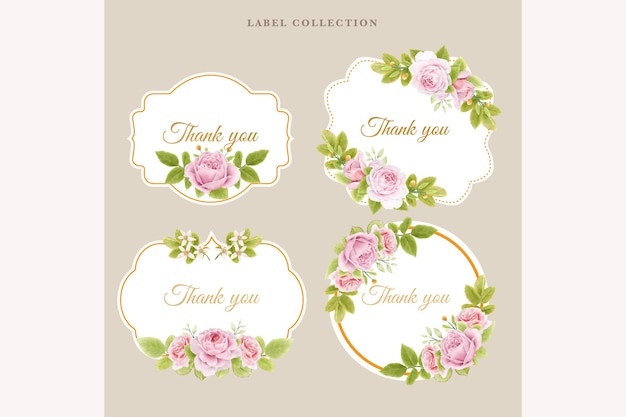 Hand drawn floral label collection