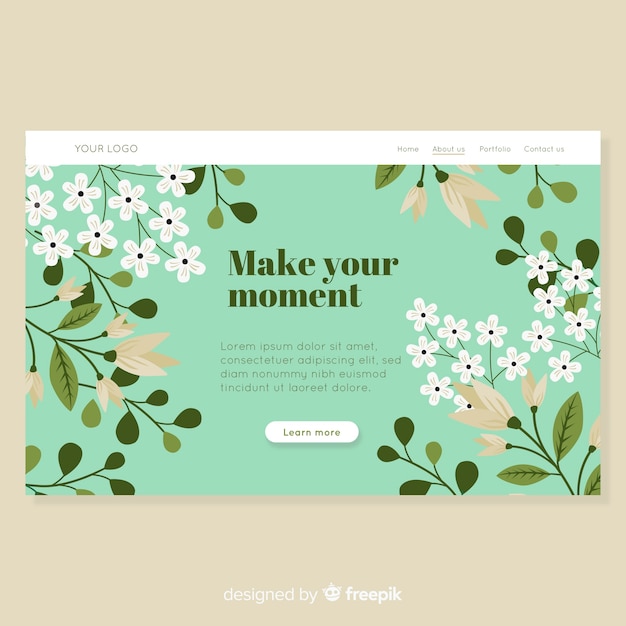 Hand drawn floral landing page