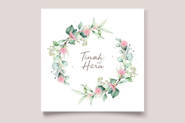 手描き花と葉の招待カードセット