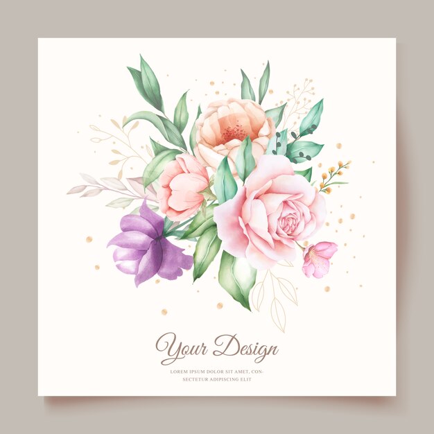 hand drawn floral and leaves invitation card