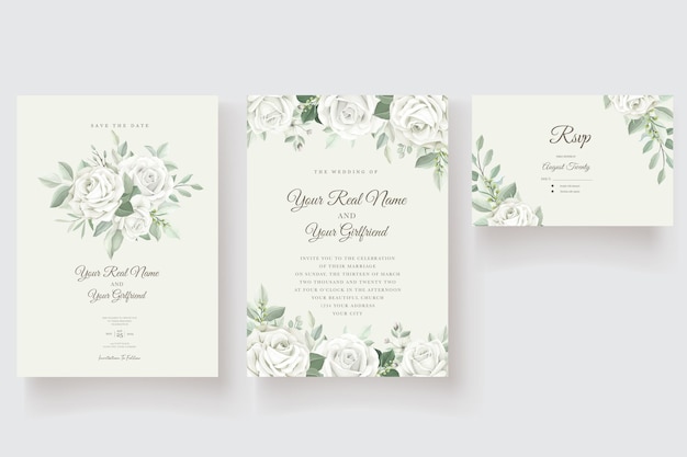 Free vector hand drawn floral lily and roses card template