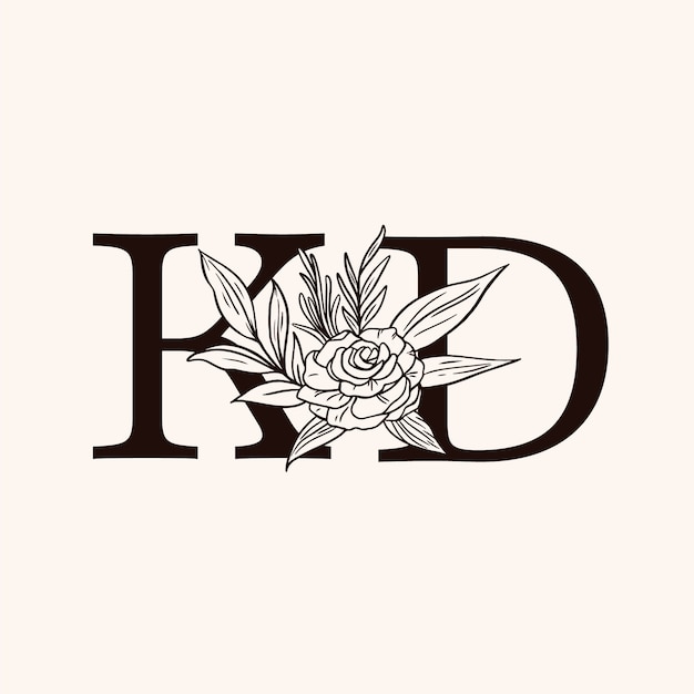 Hand drawn floral monogram logo