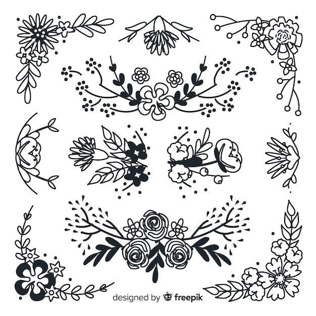 Free vector hand drawn floral ornament collection