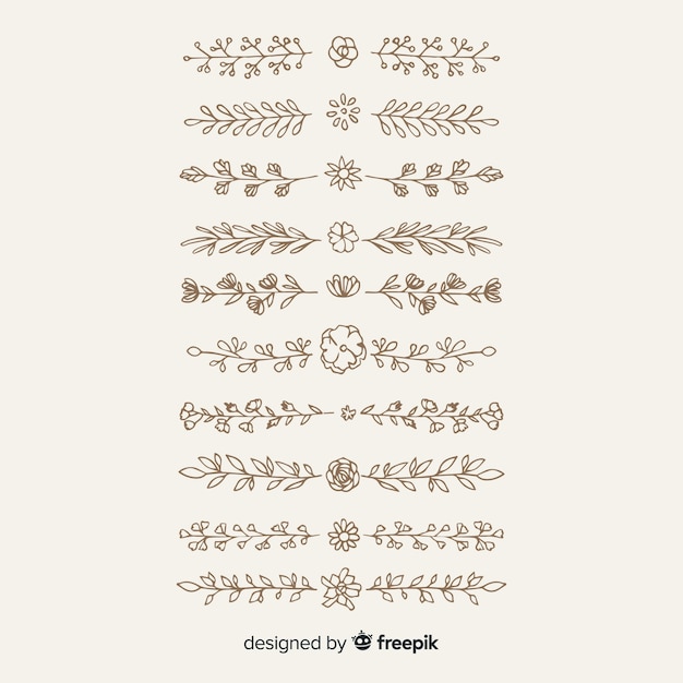 Free vector hand drawn floral ornament collection