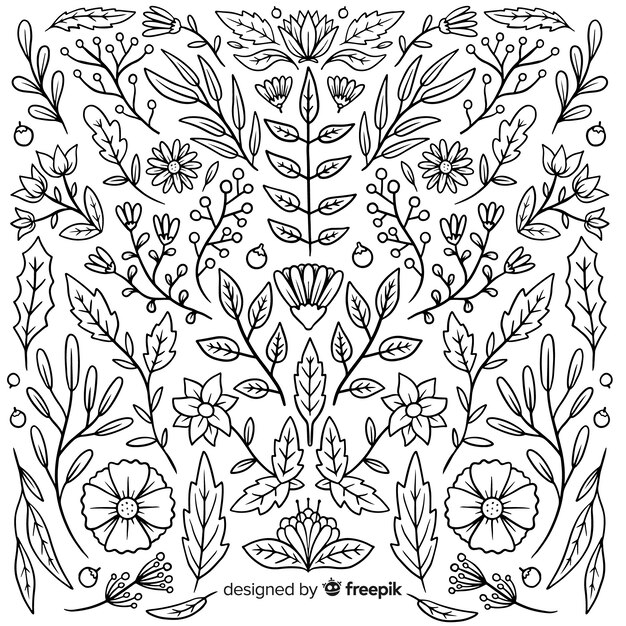 Hand drawn floral ornament collection