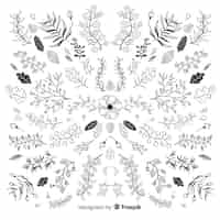 Free vector hand drawn floral ornament collection