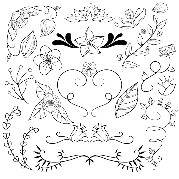 Free vector hand drawn floral ornament collection