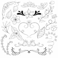 Free vector hand drawn floral ornament collection