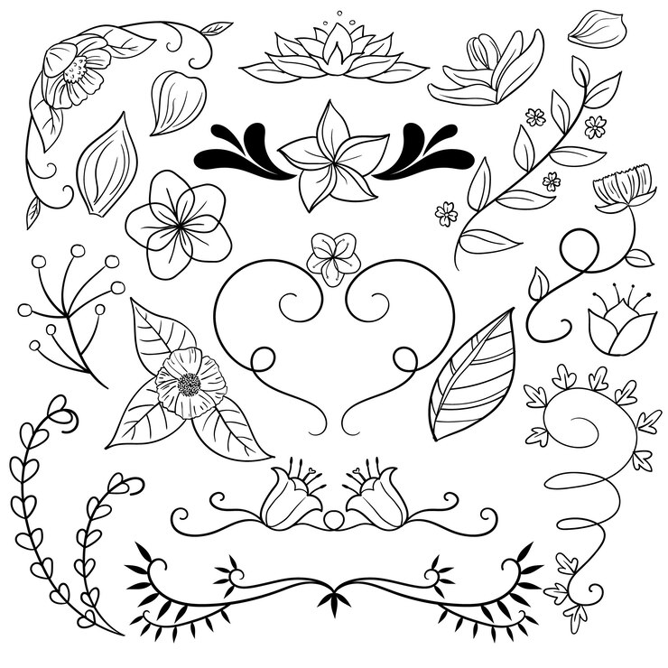 Free Vector hand drawn floral ornament collection