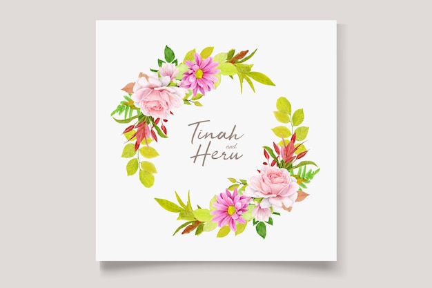 Hand drawn floral ornament invitation card set