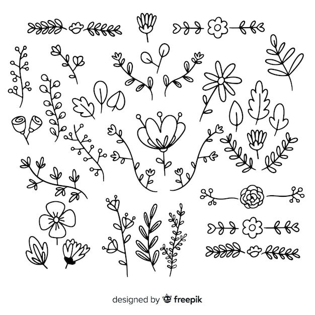 Free vector hand drawn floral ornament set