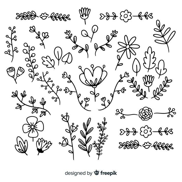 Free Vector hand drawn floral ornament set