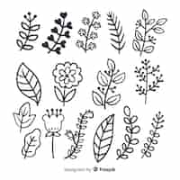 Free vector hand drawn floral ornament set