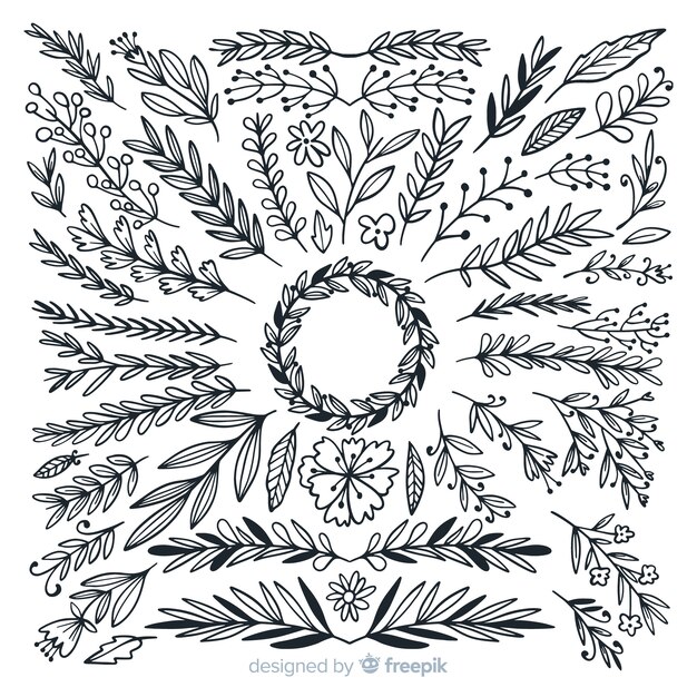 Free vector hand drawn floral ornament set