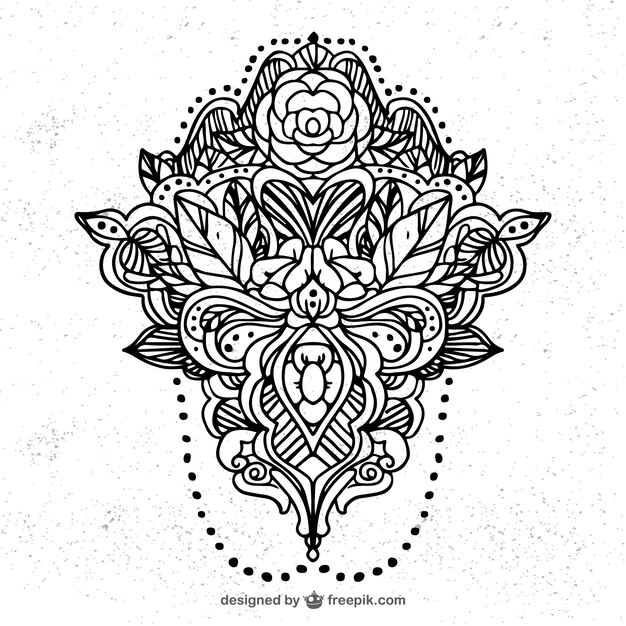 Hand-drawn floral ornament