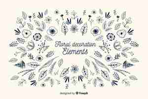 Free vector hand drawn floral ornamental element pack