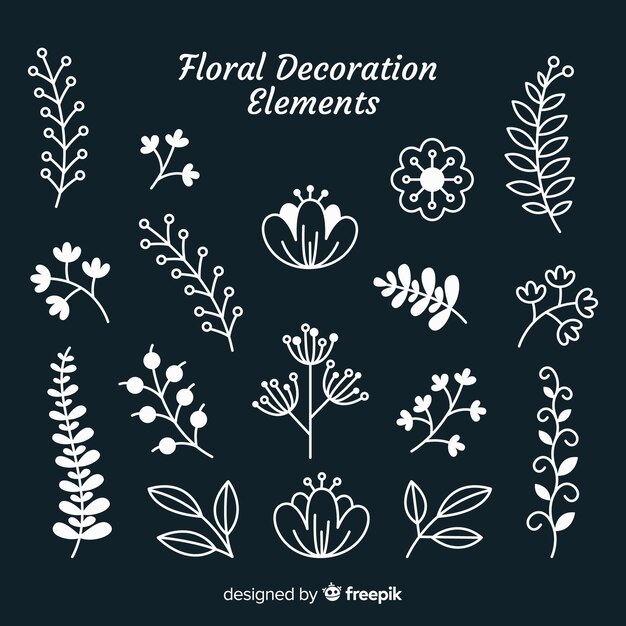Hand drawn floral ornamental elements