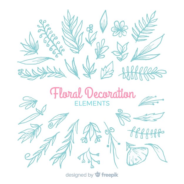 Hand drawn floral ornamental elements