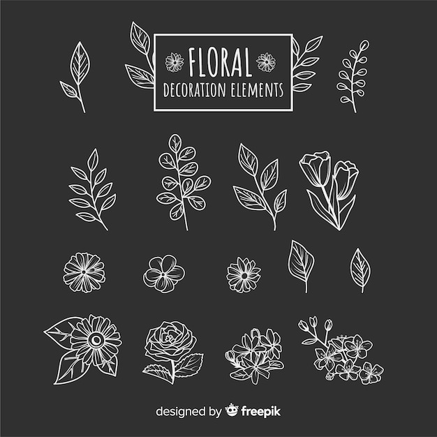 Free vector hand drawn floral ornamental elements