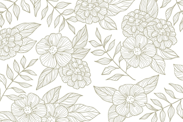 Free vector hand drawn floral outline background