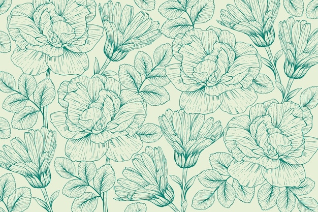 Hand drawn floral outline background