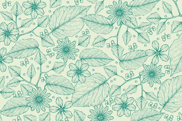 Hand drawn floral outline background