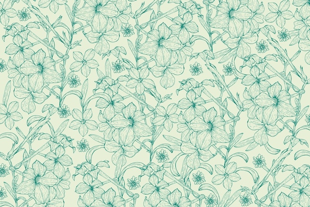 Free vector hand drawn floral outline background