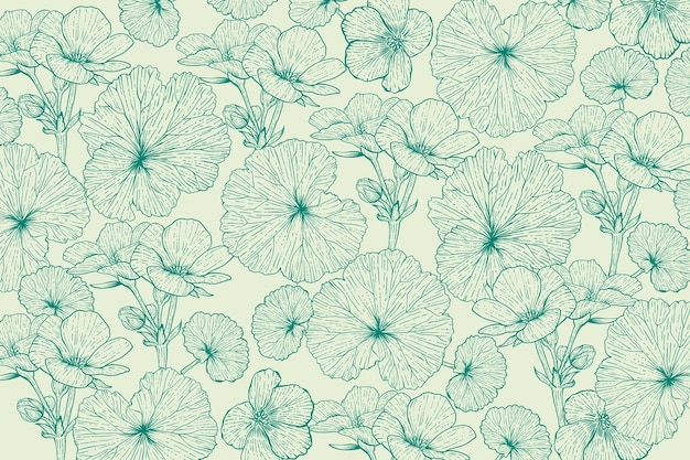 Hand drawn floral outline background