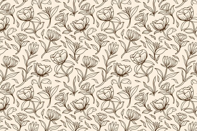 Hand drawn floral outline background