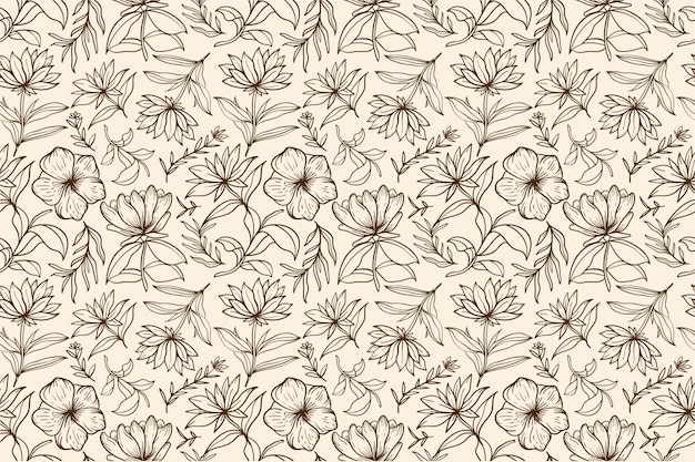 Hand drawn floral outline background