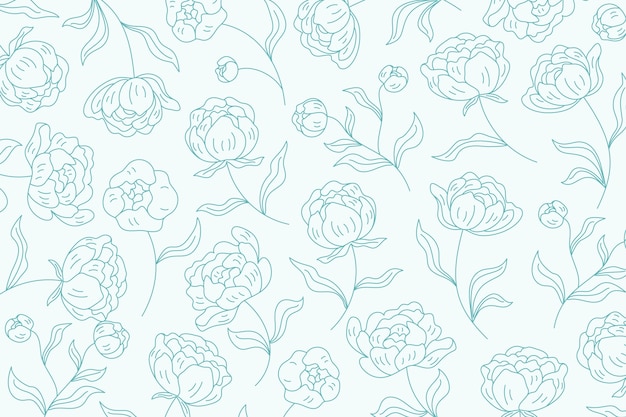 手で描かれた花の輪郭の背景