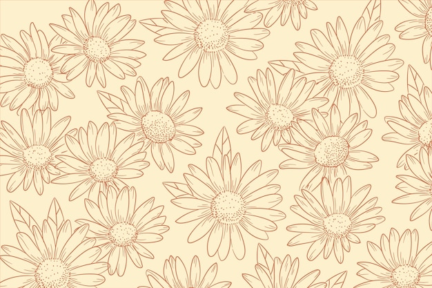 Hand drawn floral outline background