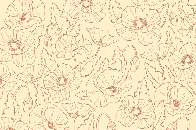 Free vector hand drawn floral outline background