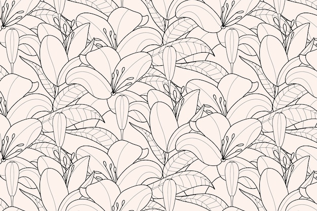 Hand drawn floral outline background