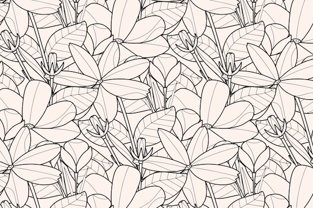 Бесплатное векторное изображение Ручно нарисованный цветочный контурный фон