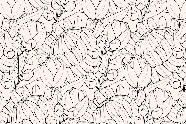 Hand drawn floral outline background