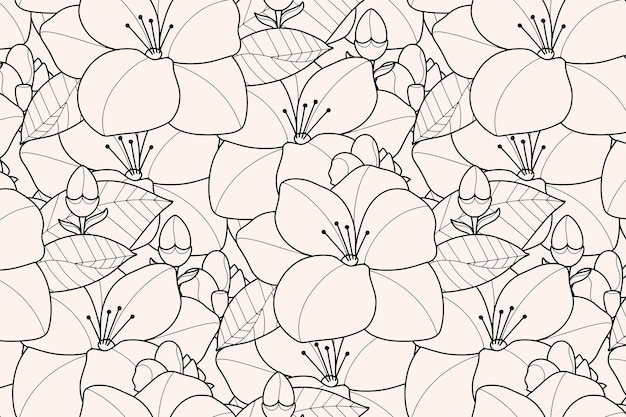 Hand drawn floral outline background