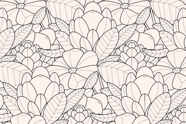 Hand drawn floral outline background