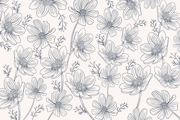 Hand drawn floral outline background