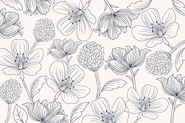 Free vector hand drawn floral outline background