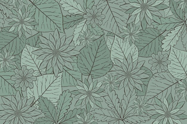 手描きの花の輪郭の背景