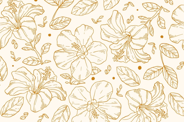 Hand drawn floral outline background