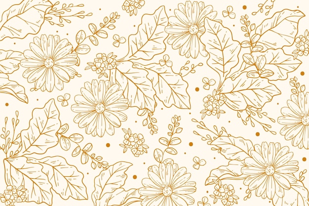 Hand drawn floral outline background